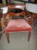 An Edwardian mahogany elbow chair, COLLECT ONLY.