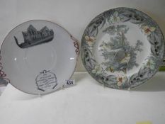 A 1906 Anniversary plate and an Adam's bird decorated plate.