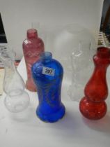 A quantity of glass lamp shades and oil lamp chimneys, COLLECT ONLY.