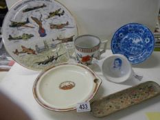 A Bomber Command collector's plate and other ceramic items.