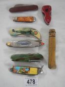 Eight vintage penknives.