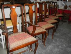A set of six high back chairs with Egyptian pattern seats COLLECT ONLY.