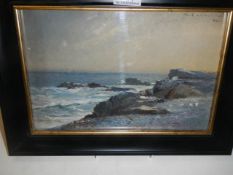 A framed and glazed oil on board seascape signed M Cavalla 1920 (Mario Cavalla 1902-1962),