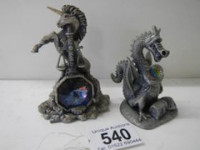 Two dragon figures.