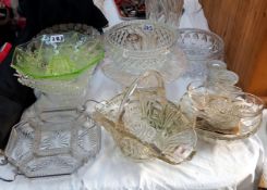 A large lot of glass bowls, a cake stand & vase etc.