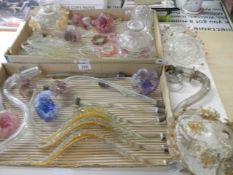 A quantity of assorted glass chandelier parts.
