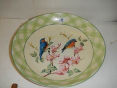 A good hand painted plate featuring birds and entitled 'Summer Greetings'