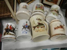 Seven assorted tankards.