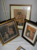 Three framed and glazed prints featuring children, COLLECT ONLY.