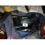 A Sony camcorder in case.