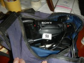A Sony camcorder in case.