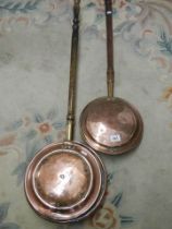 Two Victorian copper warming pans, COLLECT ONLY.