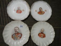 Four collector's plates featuring military leaders, (one has crack).