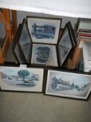 Eight framed and glazed prints including London scenes, COLLECT ONLY.
