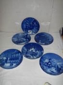Six German blue and white collector's plates.