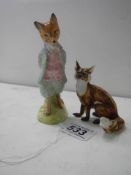 A Royal Albert 'Whiskered Foxy Gentleman' and another fox figure.
