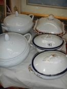 Two pairs of tureens and one other, COLLECT ONLY.