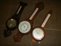 Three old banjo barometers, all a/f, COLLECT ONLY.