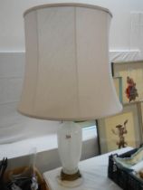 A ceramic table lamp.