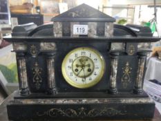 A black slate Paladian style mantel clock, COLLECT ONLY.