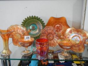 Nine piece of carnival glass. COLLECT ONLY.