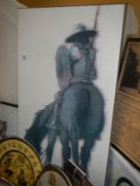A large print on canvas, (Retro Don Quixote) COLLECT ONLY.