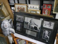 A framed and glazed Marylin Monroe collage and a small picture of Marylin Monroe, COLLECT ONLY.