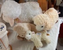 3 Soft toy sheep & A sheep door stop COLLECT ONLY