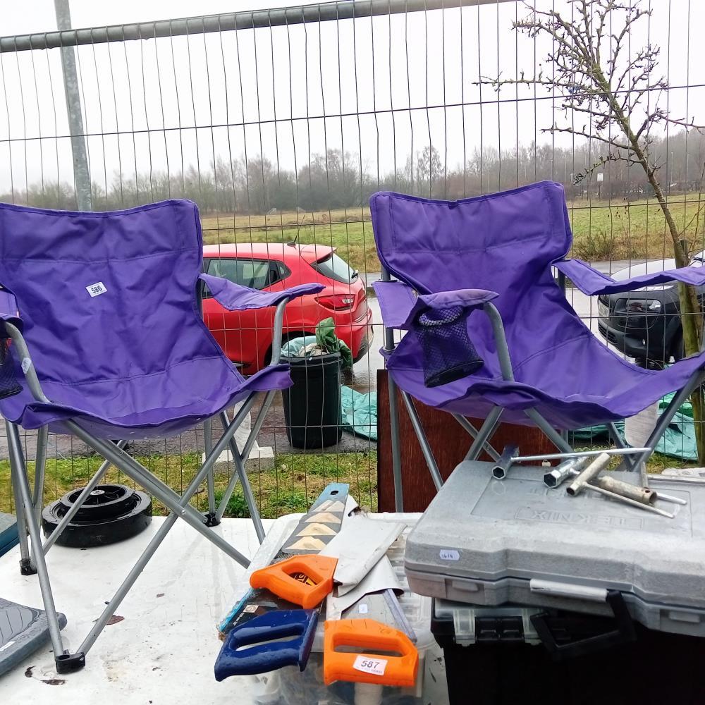 A pair of foldable purple chairs COLLECT ONLY