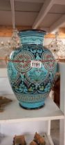 A large decorative blue glazed vase, 34cm high COLLECT ONLY