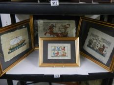 Four framed and glazed Egyptian paintings on papyrus, COLLECT ONLY.