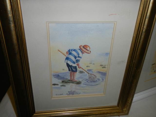 Two framed and glazed watercolour beach scenes, 36 x 43 cm and 33 x 28 cm, COLLECT ONLY. - Image 3 of 3