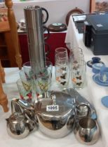 A good lot of vintage glasses & a quantity of stainless steel kitchen ware