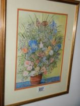 A framed and glazed floral display signed Sherran C Joyce, 43 x 41 cm.