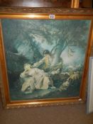 A gilt framed romantic scene. 78 x 85 cm COLLECT ONLY.