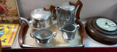 A Picquot ware tea set on tray COLLECT ONLY