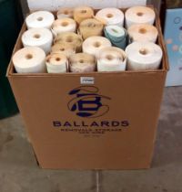 A box of various rolls of textured & flat wallpaper COLLECT ONLY