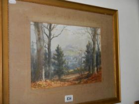 A framed and glazed rural watercolour signed J Trevor 46 x 58 cm, COLLECT ONLY.