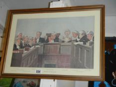 A framed and glazed print entitled 'The Heads of the Law'. COLLECT ONLY.