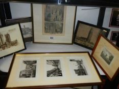 A quantity of framed and glazed prints including Lincoln scenes, COLLECT ONLY.