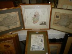 Four framed and glazed maps, COLLECT ONLY.