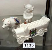 3 items of crested ware including Lincoln Imp