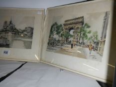 Three framed and glazed French street scenes, 39 x 29 cm COLLECT ONLY.