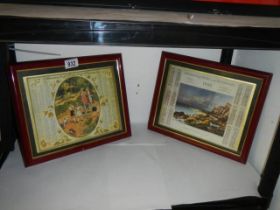 Two framed and glazed French Almanacs, 1937 and 1942. COLLECT ONLY.