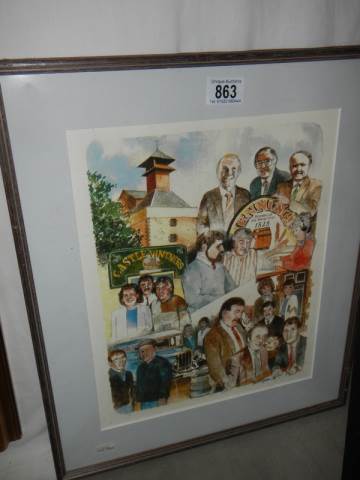 A framed and glazed pub scenes watercolour signed Trevor Green '89, 48.5 x 40.5 COLLECT ONLY.