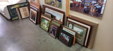 A large quantity of mixed pictures, prints watercolours & engravings etc COLLECT ONLY