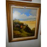 A good 20th century oil on canvas beach scene signed Les Jarsoil. 58 x 68 cm COLLECT ONLY.