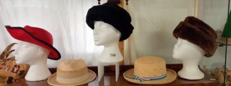 A quantity of vintage hats