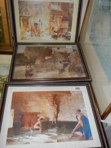 Three framed and glazed Russell Flint prints, 34.5 x 44.5 cm, COLLECT ONLY.