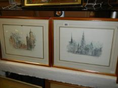 A pair of framed and glazed London scene prints, 55 x 45 cm, COLLECT ONLY.